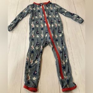 Kickee Pants Romper in Slate Guitars and Stars, size 9-12 months